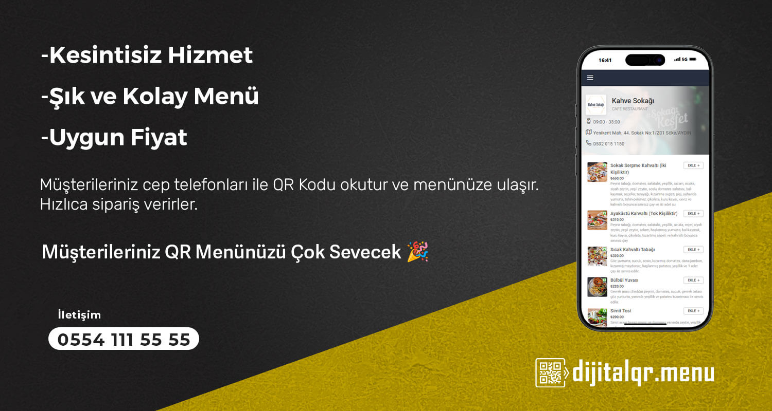Dijital QR men&uuml; aray&uuml;z &ouml;rne&gbreve;i