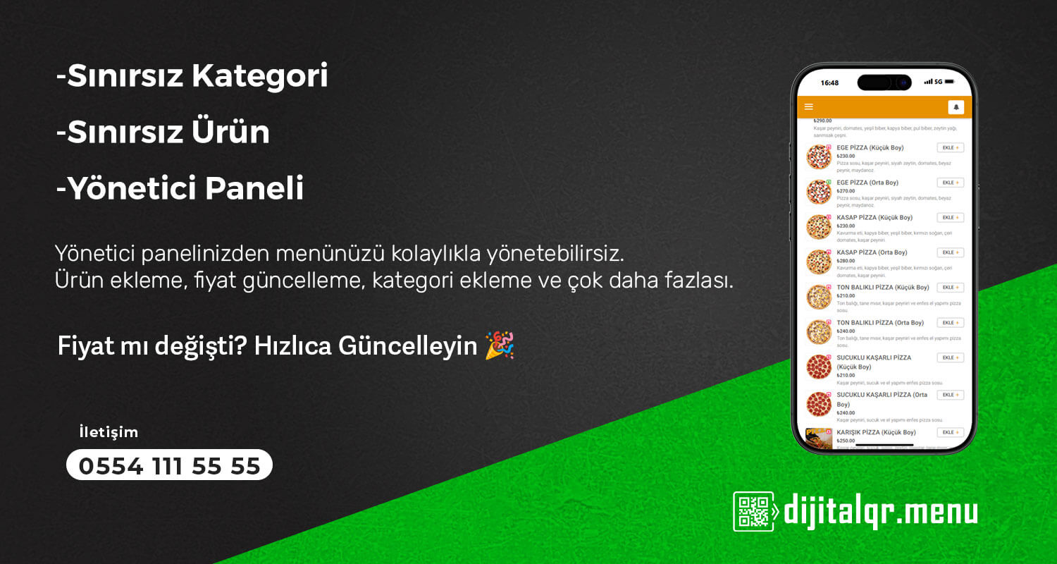 QR men&uuml; y&ouml;netim ekran&inodot;
